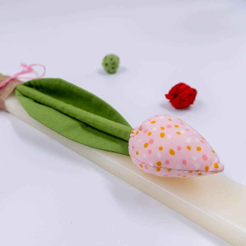 Λαμπάδα λουλούδι ροζ με πιτσιλιές