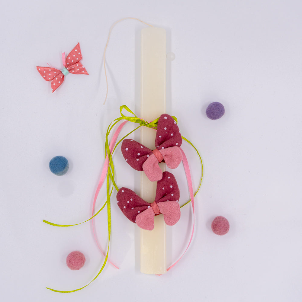 Λαμπάδα με πεταλούδες -λαστιχάκια μαλλιών