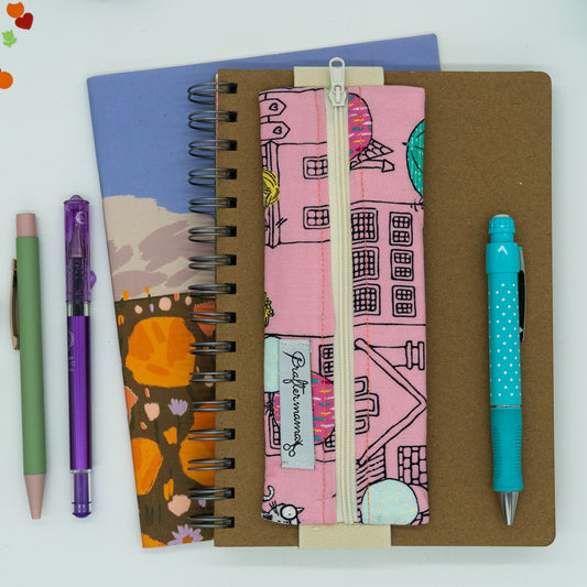 Κασετίνα τετραδίου με λάστιχο, σε ροζ αποχρώσεις