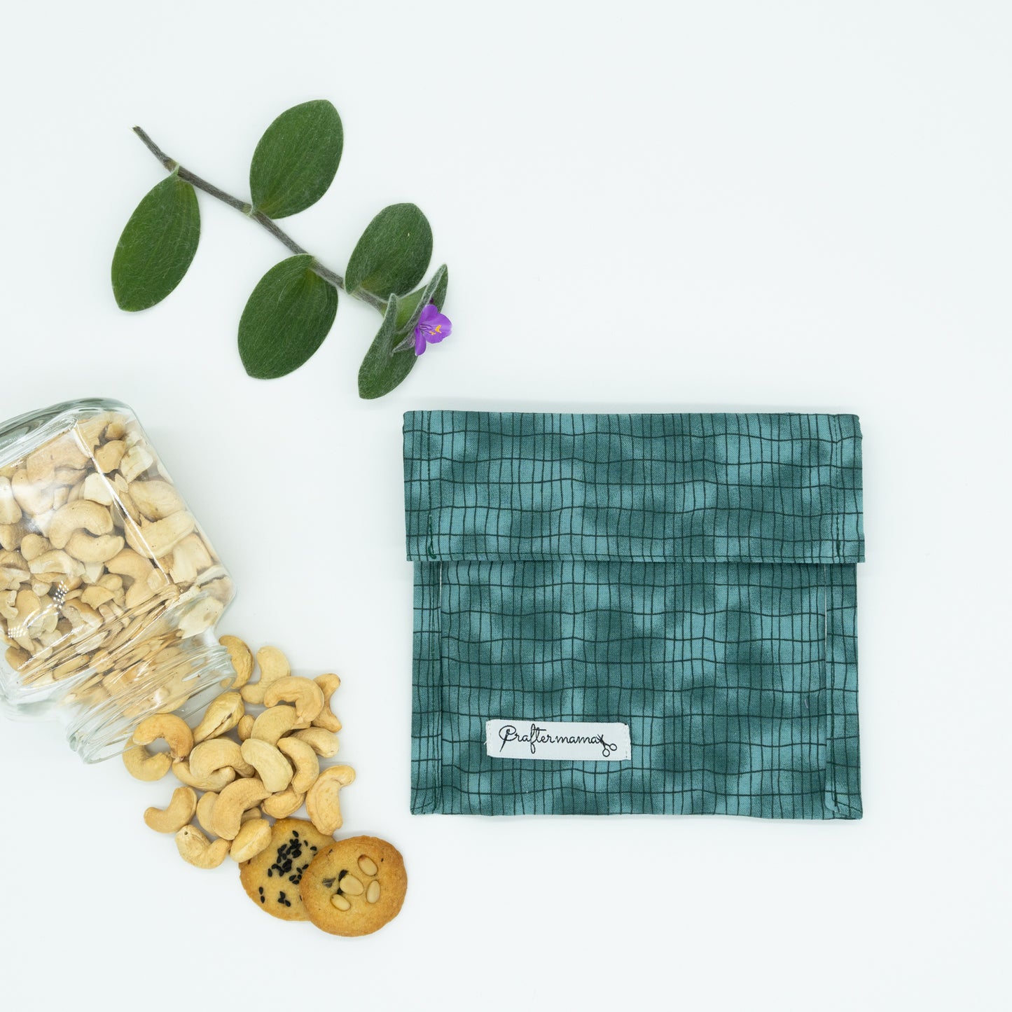 Τσαντάκι κολατσιού με velcro, πετρόλ