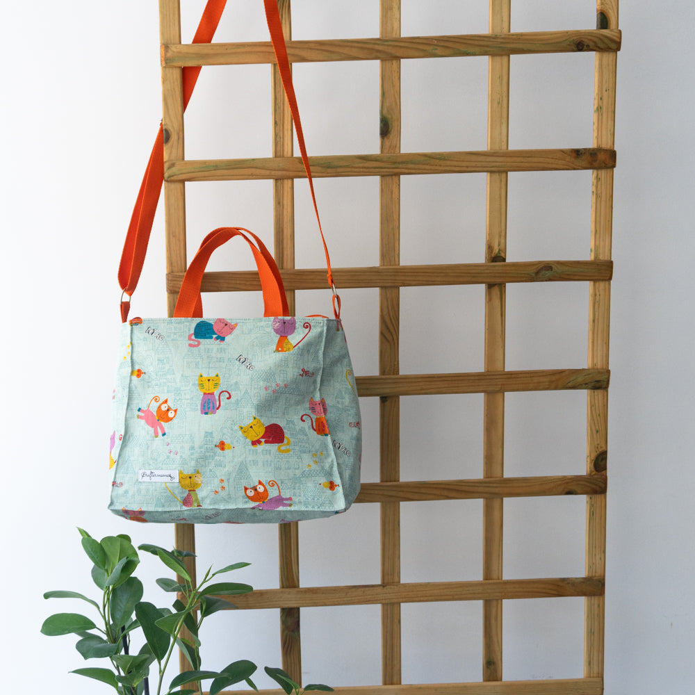 Τσάντα φαγητού με ιμάντα, χερούλια, με γατούλες