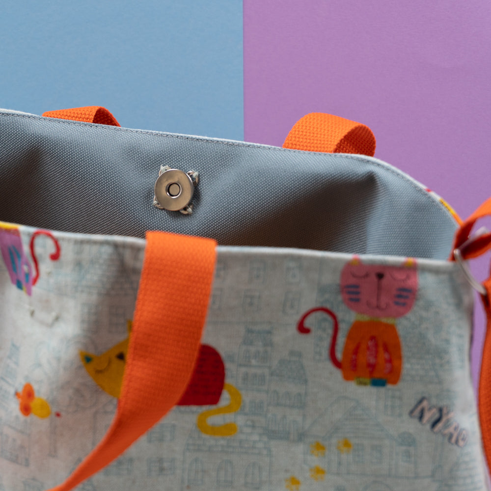 Τσάντα φαγητού με ιμάντα και χερούλια, με γατούλες