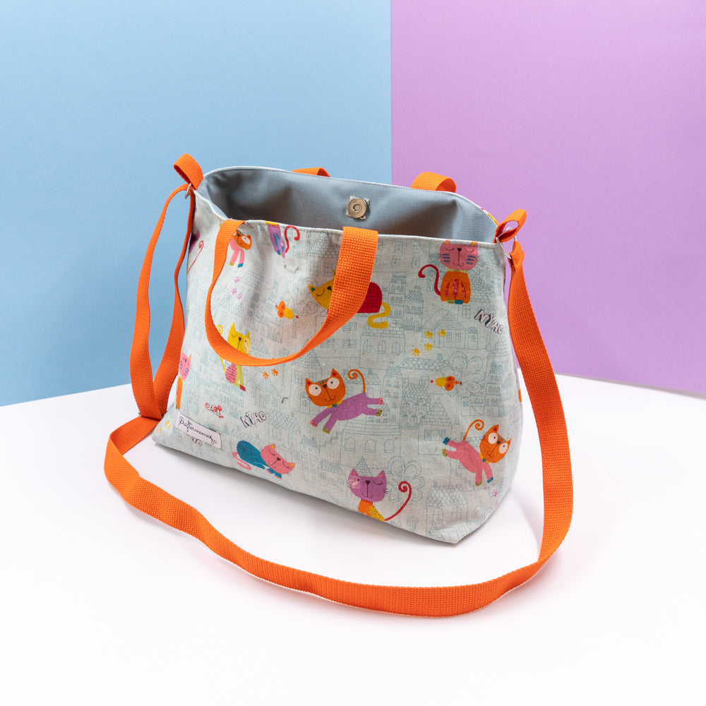 Τσάντα φαγητού με ιμάντα και χερούλια, με γατούλες