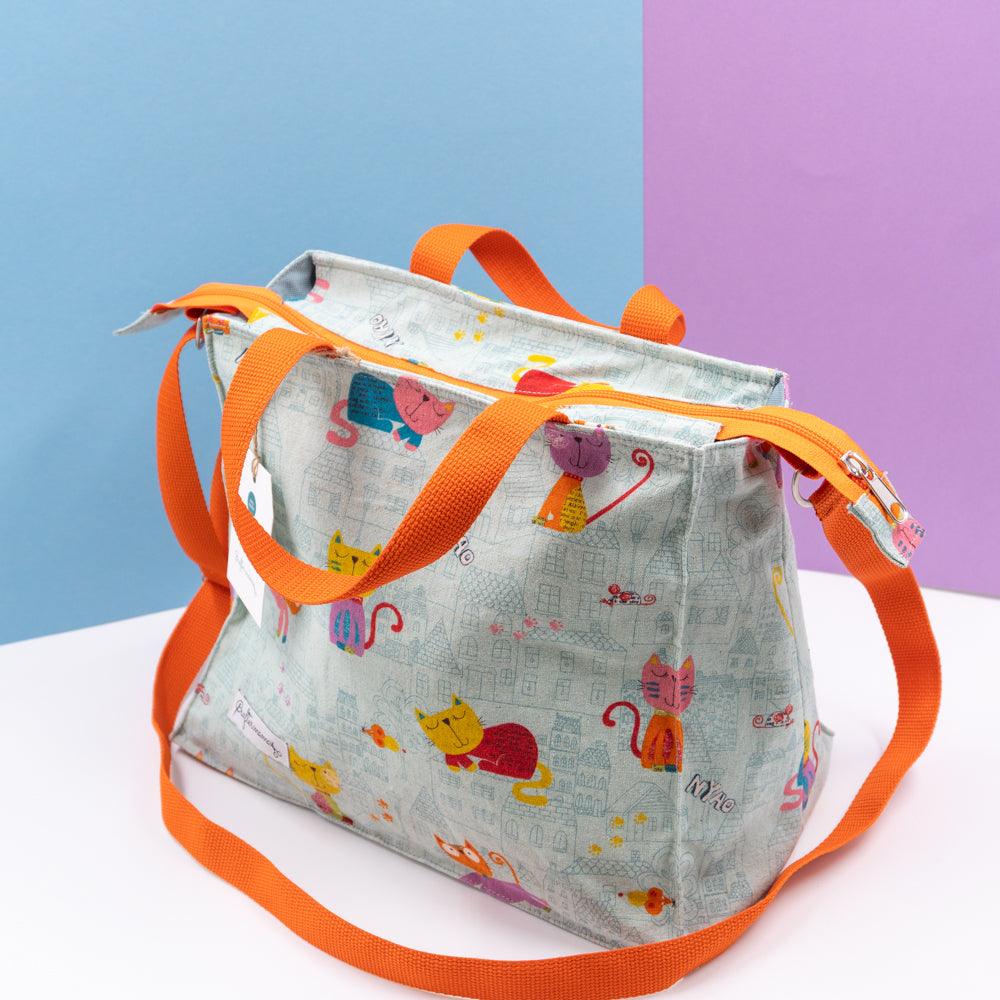 Τσάντα φαγητού με ιμάντα, χερούλια, με γατούλες