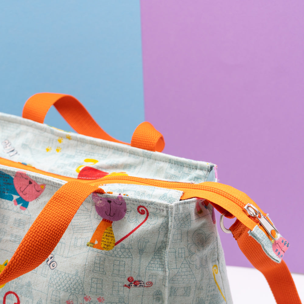 Τσάντα φαγητού με ιμάντα, χερούλια, με γατούλες