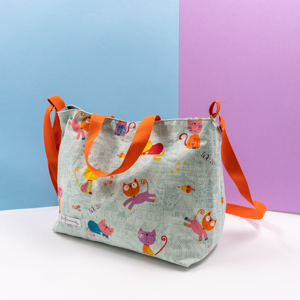 Τσάντα φαγητού με ιμάντα και χερούλια, με γατούλες