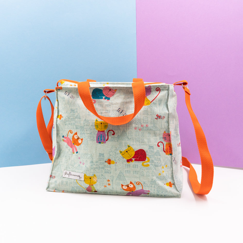 Τσάντα φαγητού με ιμάντα, χερούλια, με γατούλες