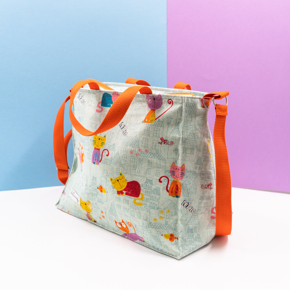 Τσάντα φαγητού με ιμάντα, χερούλια, με γατούλες