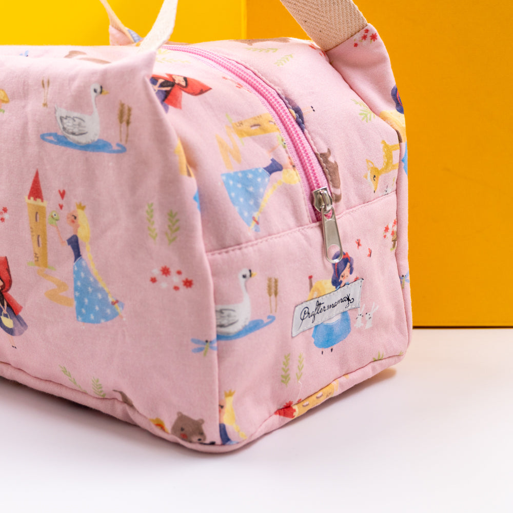 Τσαντάκι φαγητού με χερούλια και φερμουάρ, ροζ