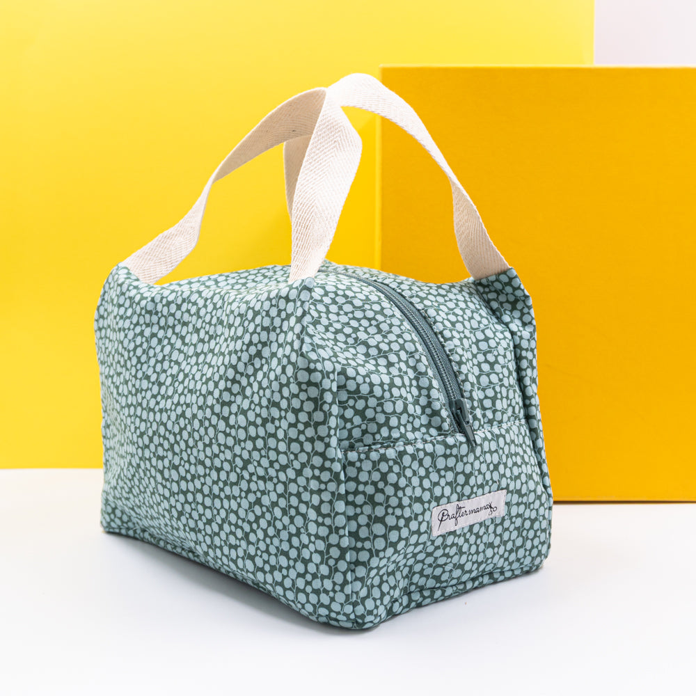 Τσαντάκι φαγητού με χερούλια και φερμουάρ, πράσινο