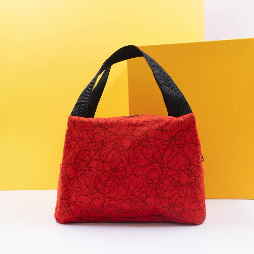 Τσαντάκι φαγητού με χερούλια και φερμουάρ, κόκκινο