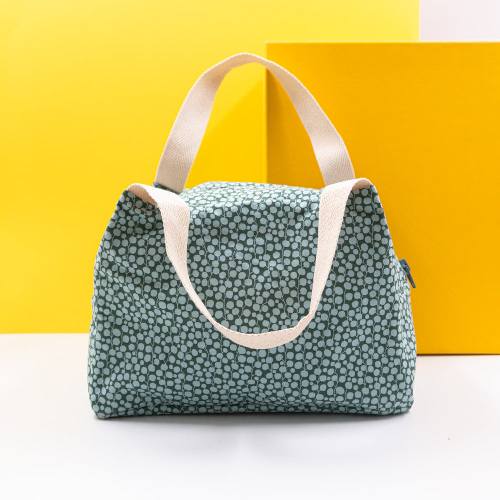 Τσαντάκι φαγητού με χερούλια και φερμουάρ, πράσινο