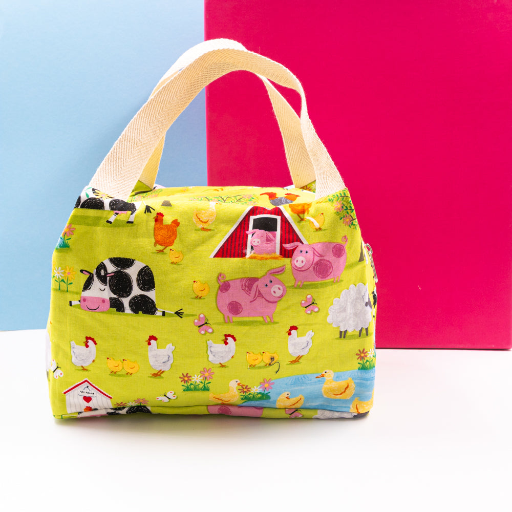 Τσαντάκι φαγητού με χερούλια και φερμουάρ, ζωάκια στη φάρμα