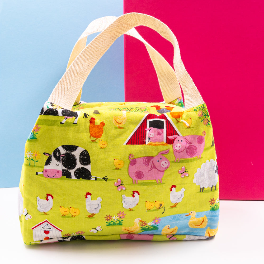 Τσαντάκι φαγητού με χερούλια και φερμουάρ, ζωάκια στη φάρμα