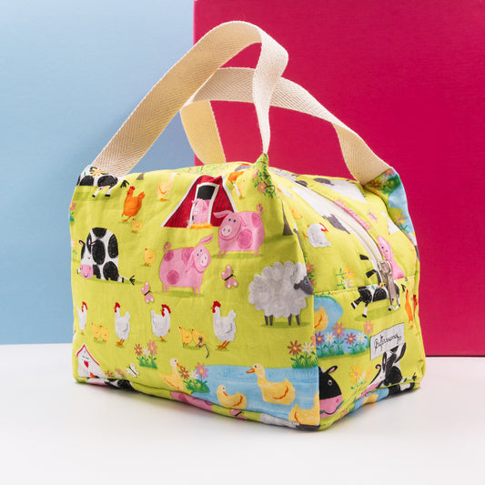 Τσαντάκι φαγητού με χερούλια και φερμουάρ, ζωάκια στη φάρμα