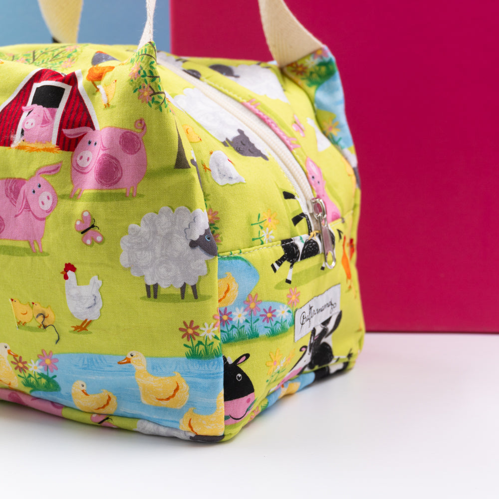 Τσαντάκι φαγητού με χερούλια και φερμουάρ, ζωάκια στη φάρμα