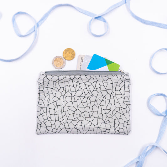 Πορτοφόλι με φερμουάρ, σε γκρι-μαύρo