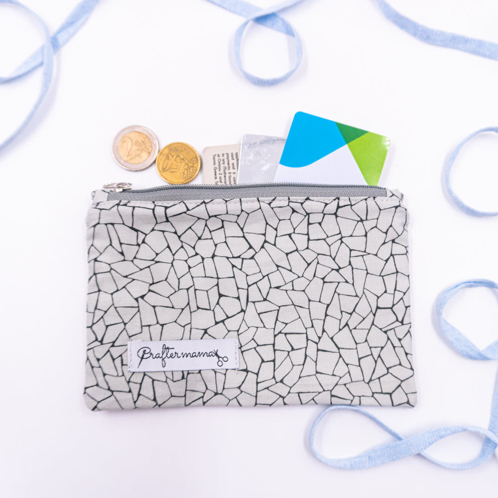 Πορτοφόλι με φερμουάρ, σε γκρι-μαύρo