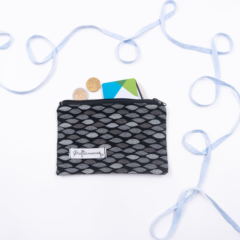 Πορτοφόλι με φερμουάρ, σε γκρι-μαύρo