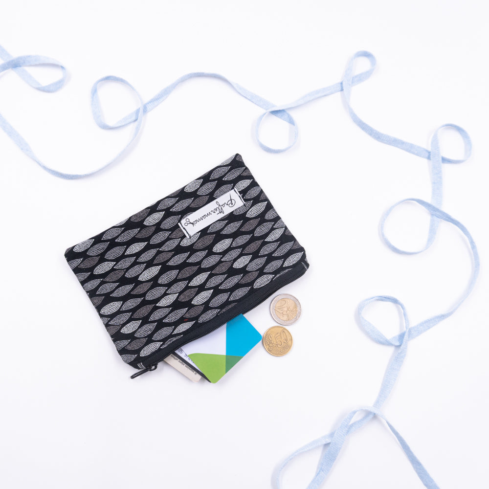 Πορτοφόλι με φερμουάρ, σε γκρι-μαύρo